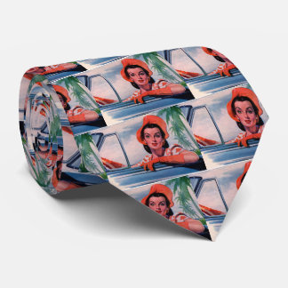 1940s beautiful woman in car tie
