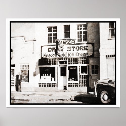 1940s Black  White Photo of  Drug Store Poster