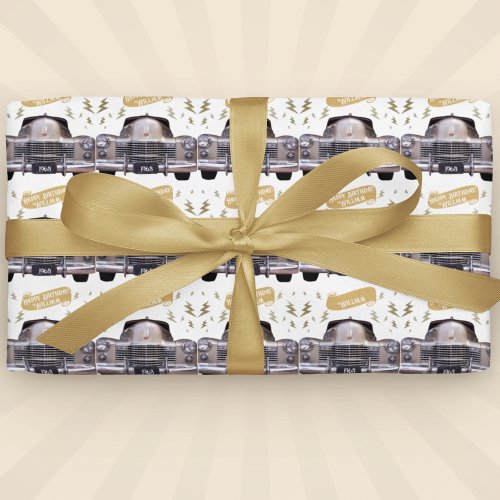 1940s Cadillac Birthday Milestone Personalized  Wrapping Paper