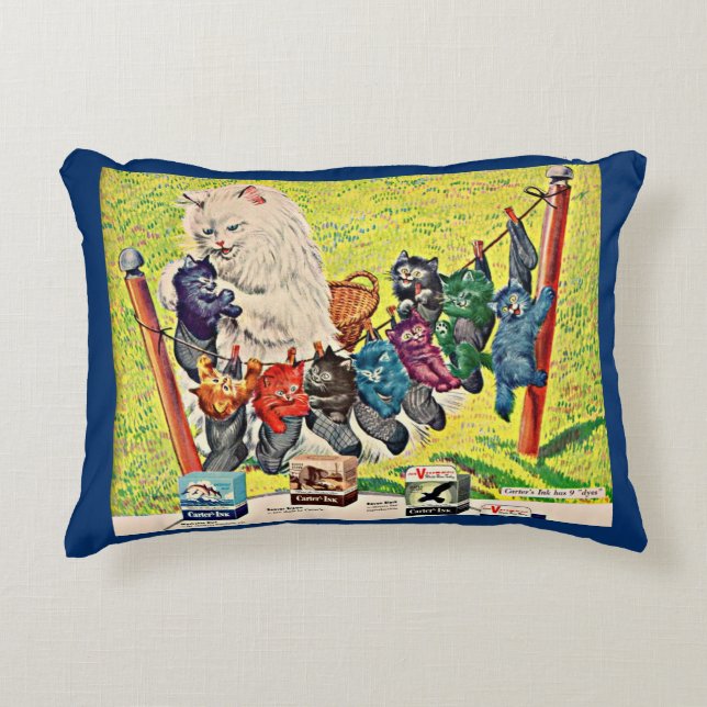 1940s Carter’s Ink ad mama cat and kittens Accent Pillow (Front)