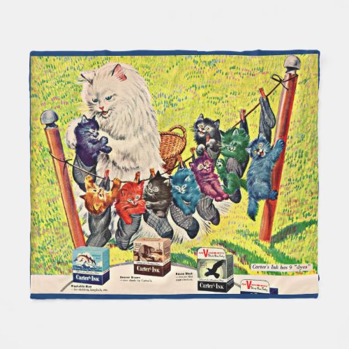 1940s Carters Ink ad mama cat and kittens Fleece Blanket