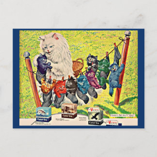 1940s Carter’s Ink ad mama cat and kittens Postcard