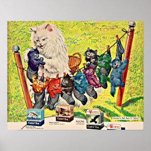 1940s Carter’s Ink ad mama cat and kittens Poster