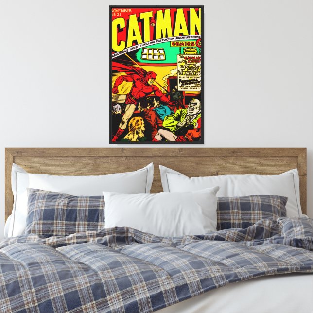 1940's CAT-MAN Comics Canvas Print  (Insitu(Bedroom))
