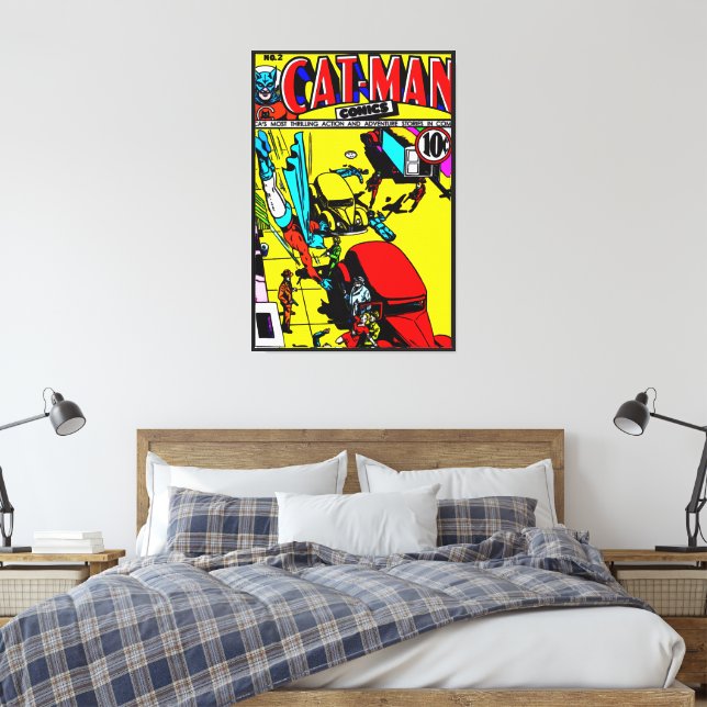 1940's CAT-MAN Comics Canvas Print (Insitu(Bedroom))