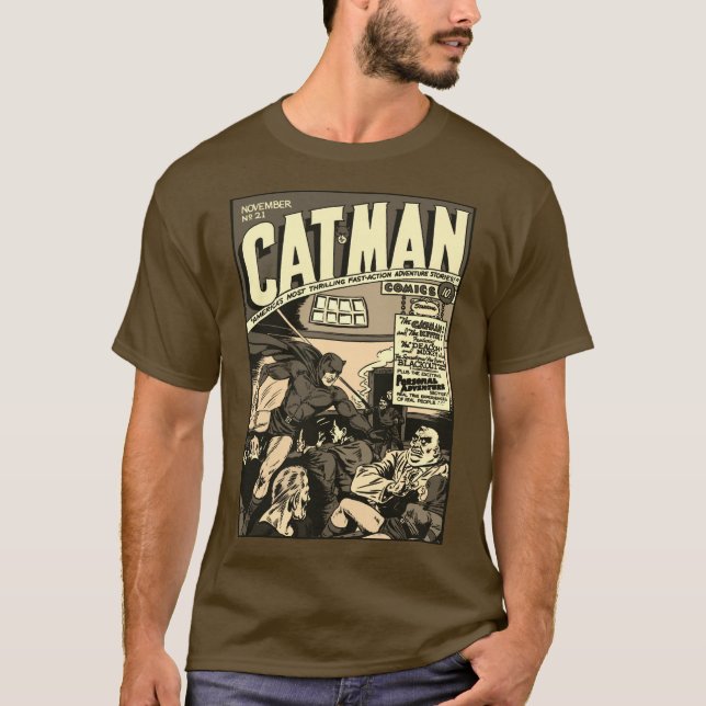 1940's CAT-MAN Comics (monotone) T-Shirt (Front)