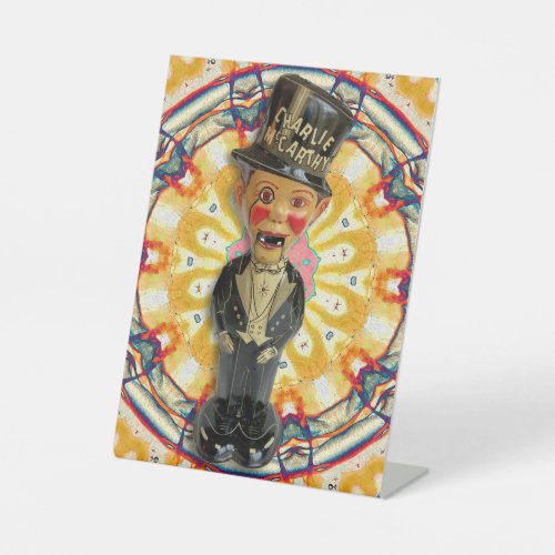 1940S CHARLIE McCARTHY TIN TOY   Pedestal Sign