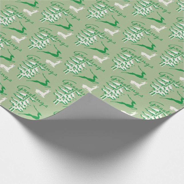 1940s Christmas Reindeer Vintage Wrapping Paper (Corner)