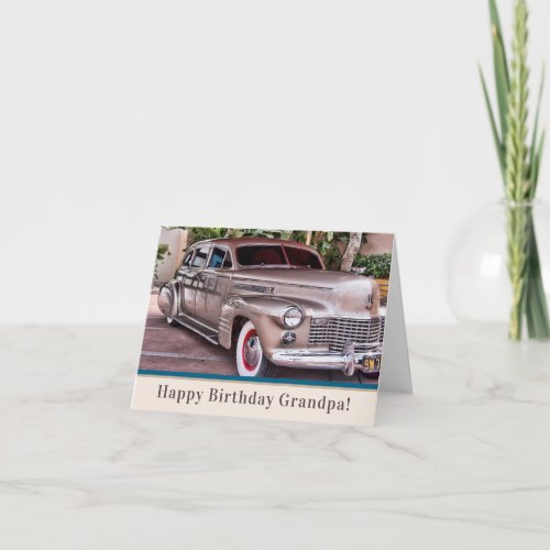 1940s Classic Cadillac Happy Birthday Grandpa  Card