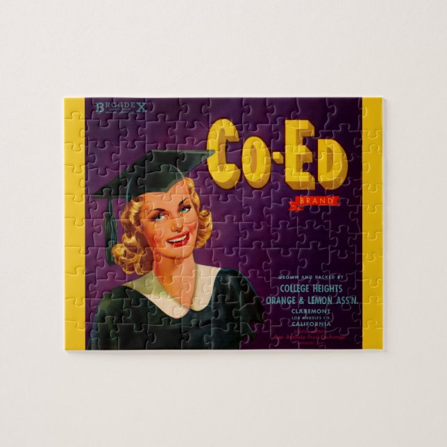 1940s Co-Ed Brand citrus crate label Jigsaw Puzzle (Horizontal)