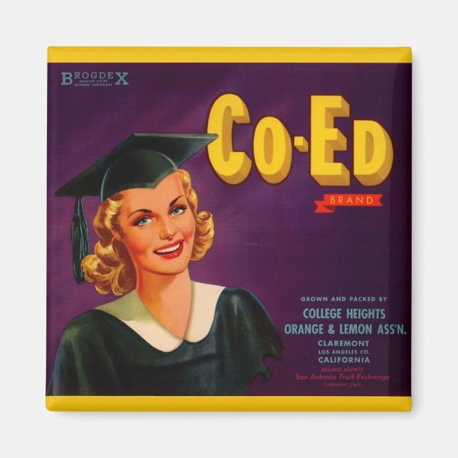 1940s Co-Ed Brand citrus crate label Magnet (Front)
