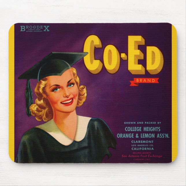 1940s Co-Ed Brand citrus crate label Mouse Pad (Front)