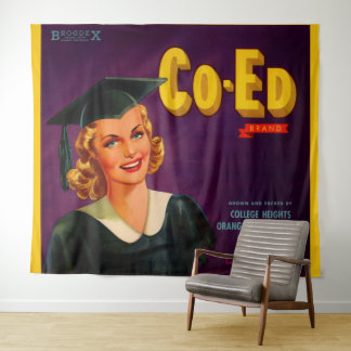 1940s Co-Ed Brand citrus crate label print Tapestry