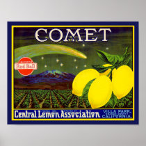 1940's Comet Lemon Fruit Crate Label