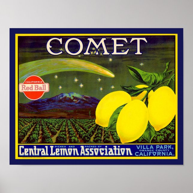 1940's Comet Lemon Fruit Crate Label Poster (Front)