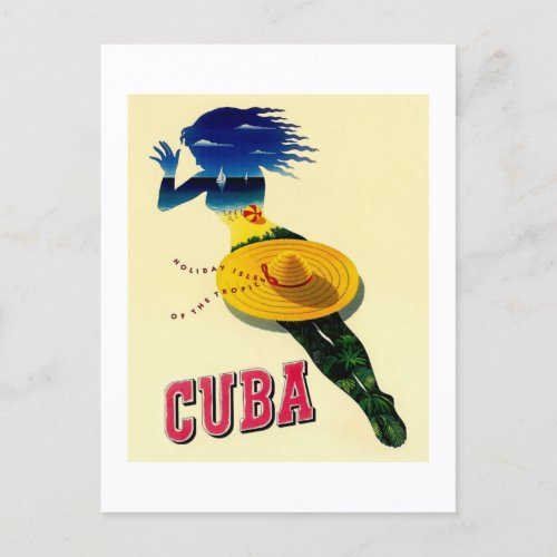 1940s Cuba Vintage Travel Poster Art Postcard