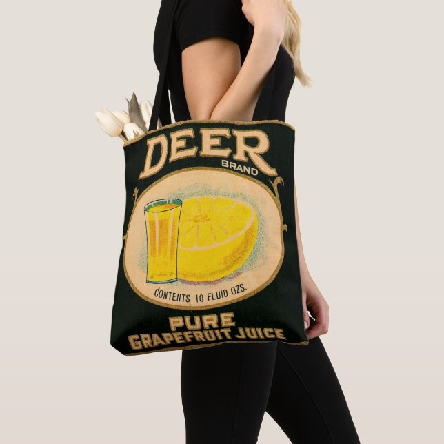 1940s Deer brand grapefruit juice label print Tote Bag (Close Up)