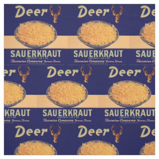 1940s Deer sauerkraut label print Fabric