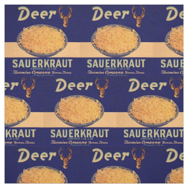 1940s Deer sauerkraut label print Fabric (Swatch)