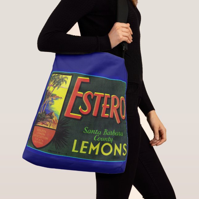 1940s Estero lemons fruit crate label Crossbody Bag (Close Up)