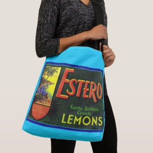 1940s Estero lemons fruit crate label print Crossbody Bag