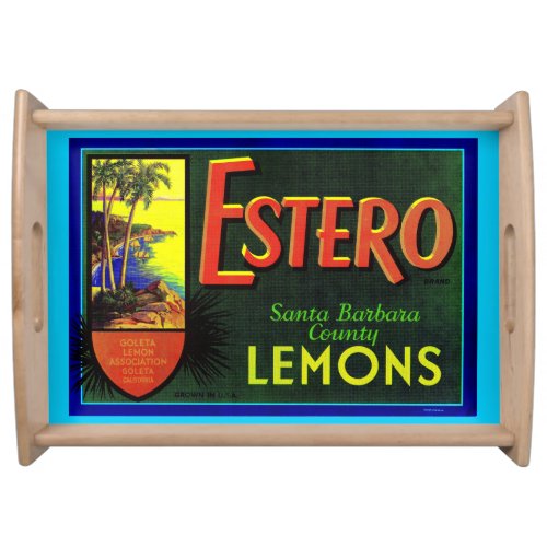 1940s Estero lemons fruit crate label print Serving Tray