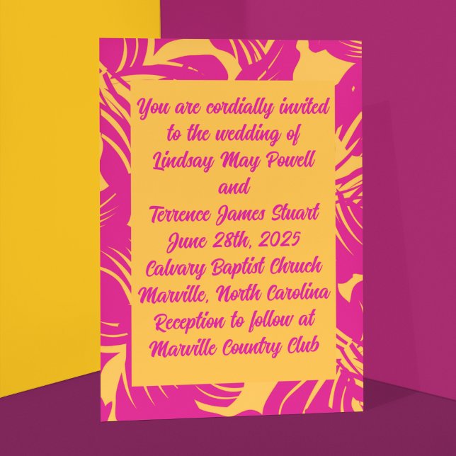 1940's Exotic Magenta Wedding  Invitation (Creator Uploaded)
