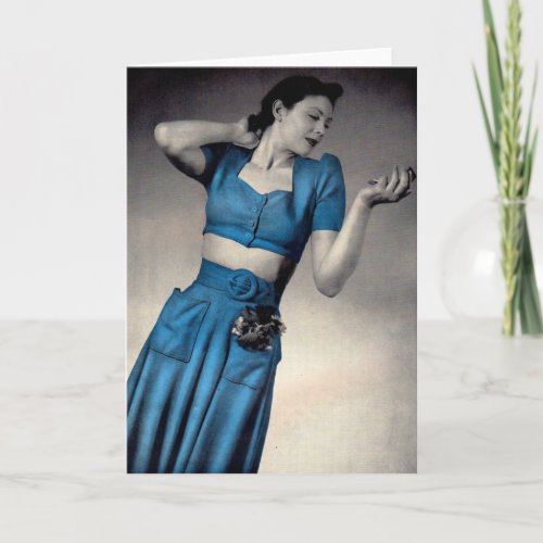 1940s fashion photo bare midriff style card