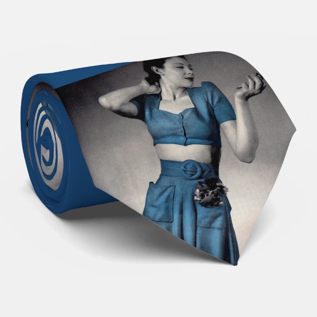 1940s fashion print  neck tie (Rolled)