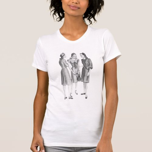 1940s Fashion V2 BW T_Shirt