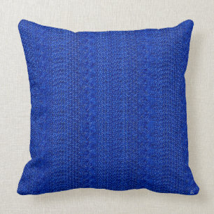 1940s Faux Cable Knit - Royal Blue Throw Pillow