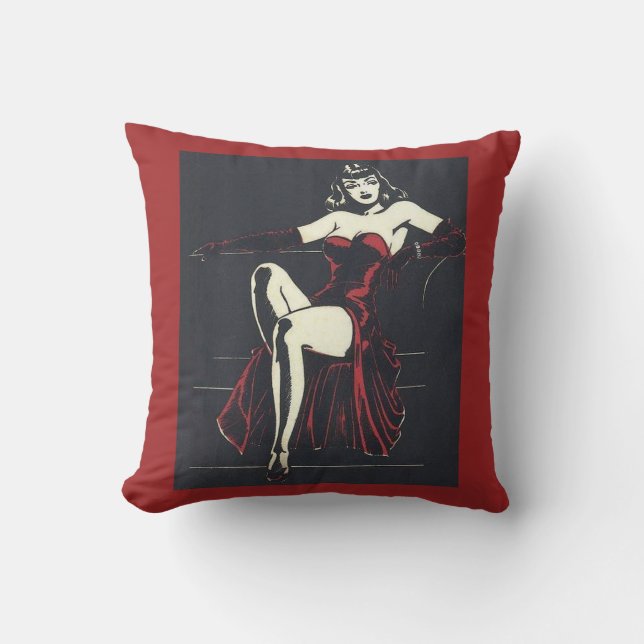 1940s femme fatale throw pillow (Front)
