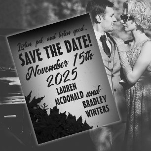 1940's Film Noir Wedding Save-the-Date Postcard