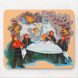 1940s firefighters rescue pretty lady mouse pad