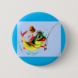 1940s fishing fish button