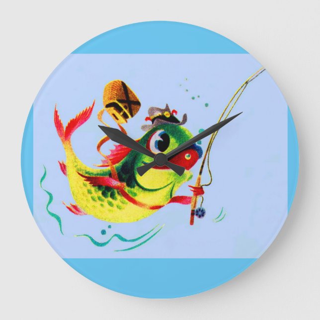 1940s fishing fish large clock (Front)