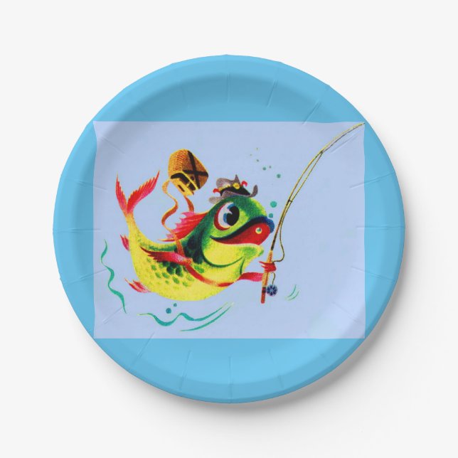1940s fishing fish paper plates (Front)