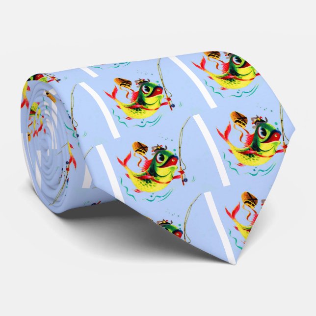 1940s fishing fish tie (Rolled)