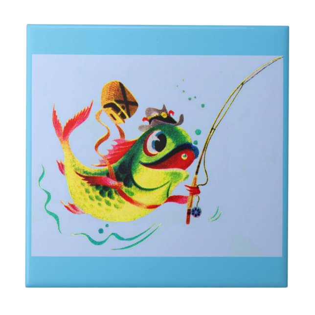 1940s fishing fish tile (Front)