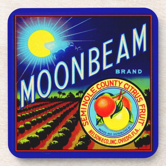 1940s fruit crate label Moonbeam brand citrus Beverage Coaster (Front)