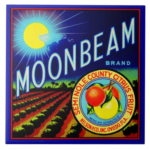 1940s fruit crate label Moonbeam brand citrus Ceramic Tile