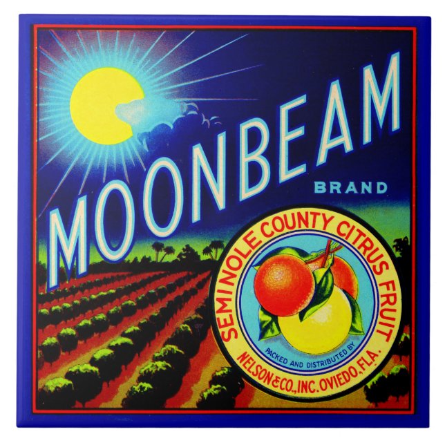 1940s fruit crate label Moonbeam brand citrus Ceramic Tile (Front)