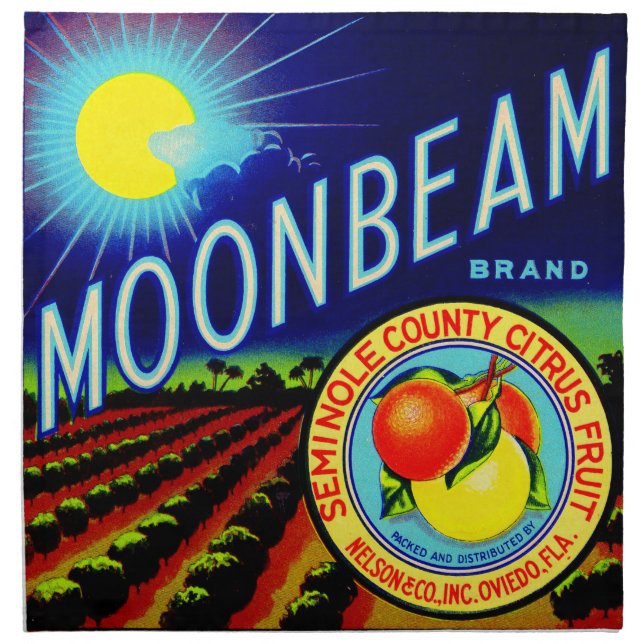 1940s fruit crate label Moonbeam brand citrus Cloth Napkin (Front)