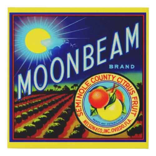 1940s fruit crate label Moonbeam brand citrus Faux Canvas Print