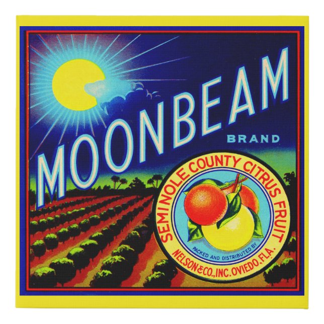 1940s fruit crate label Moonbeam brand citrus Faux Canvas Print (Front)