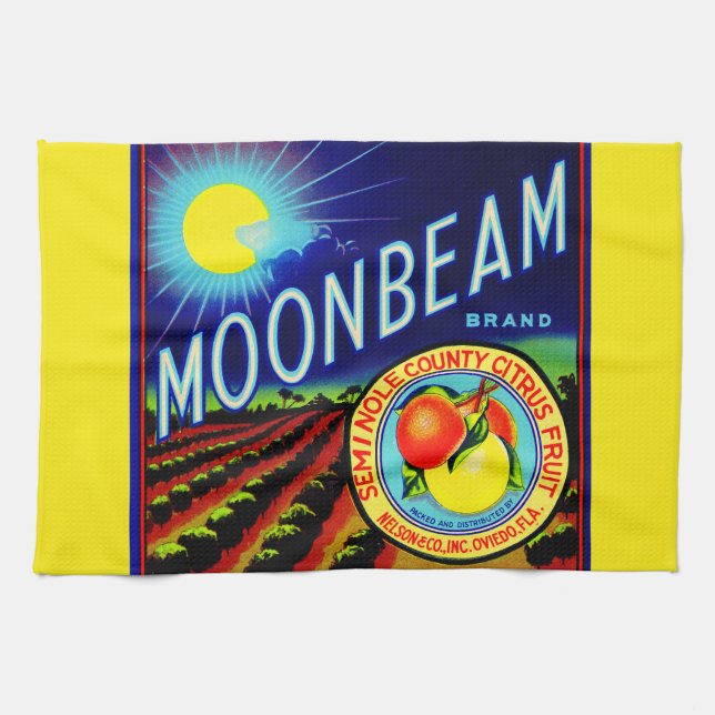 1940s fruit crate label Moonbeam brand citrus Kitchen Towel (Horizontal)