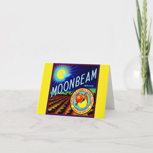 1940s fruit crate label Moonbeam brand citrus Note Card