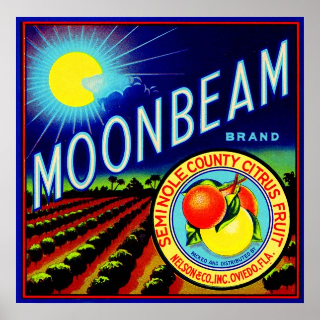 1940s fruit crate label Moonbeam brand citrus Poster (Front)
