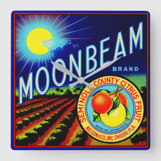 1940s fruit crate label Moonbeam brand citrus Square Wall Clock