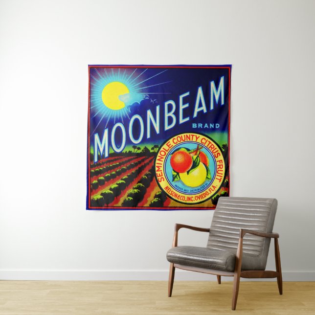 1940s fruit crate label Moonbeam brand citrus Tapestry (In Situ)